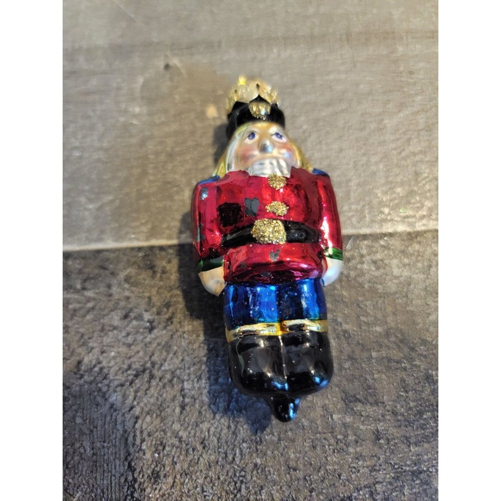 Nutcracker solider AS IS blown glass mini ornament xmas